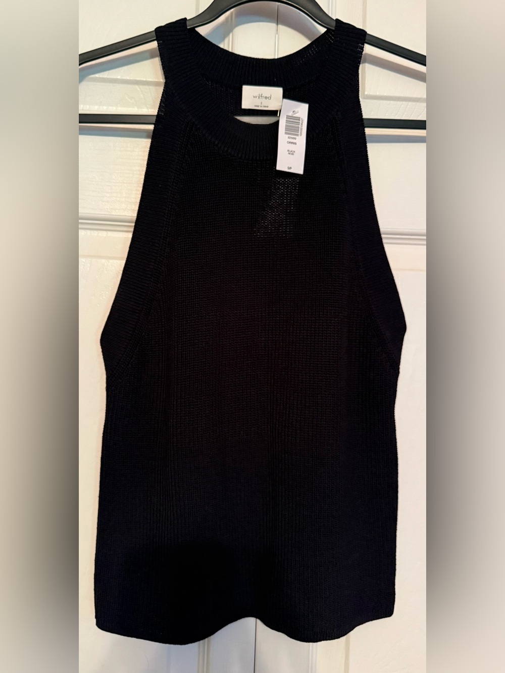 Wilfred Black Ribbed Knit Sleeveless Top